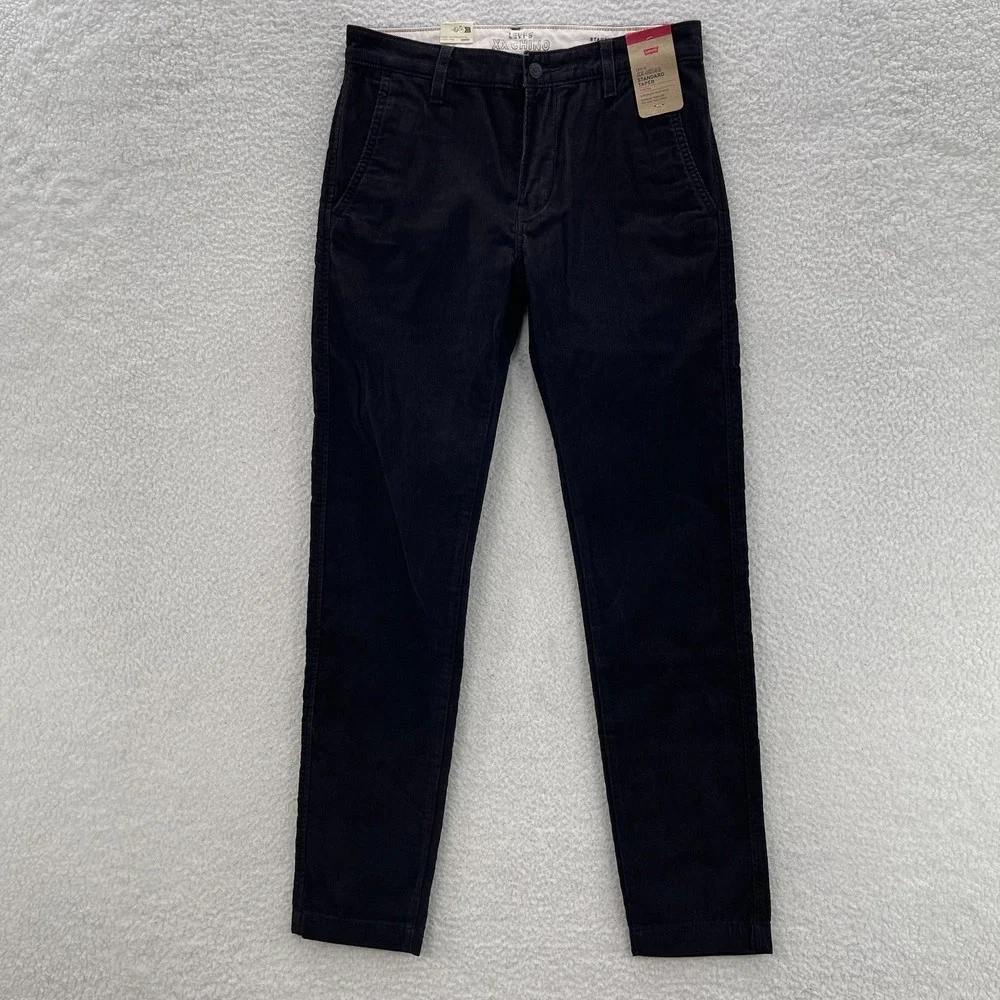 Levis Pants Mens 30x34 Black XX Chino Standard Taper Corduroy Pinwale Preppy NEW